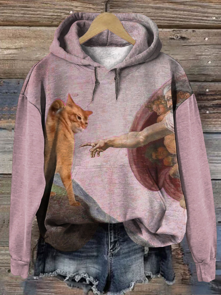 Vintage Funny Cat Art Print Casual  Sweatshirt