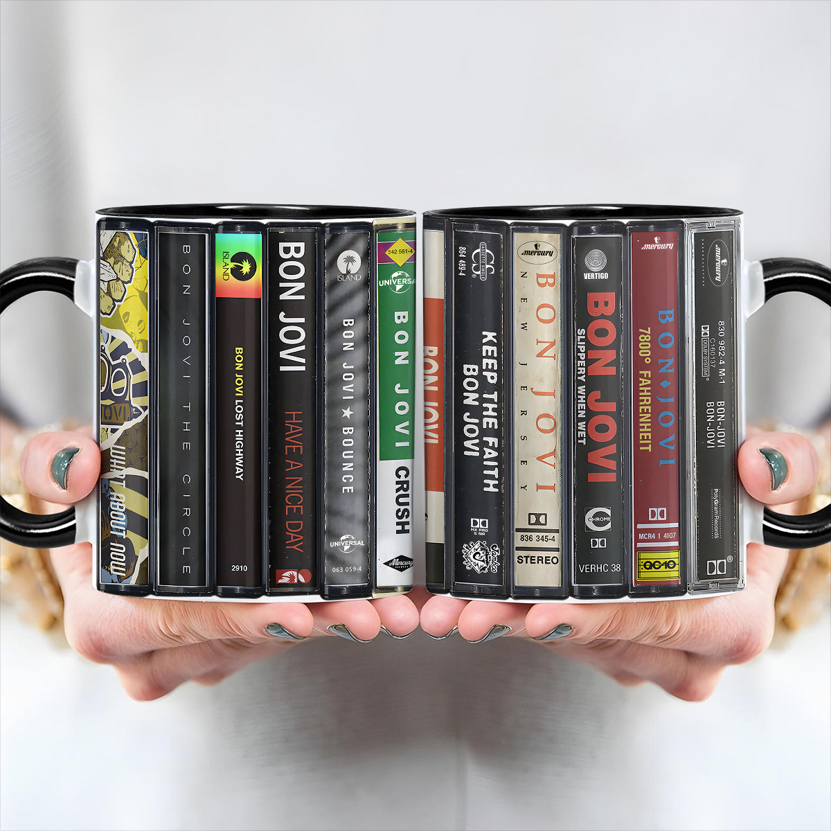 Bon Jovi Albums Cassette Collection Retro Accent Mug