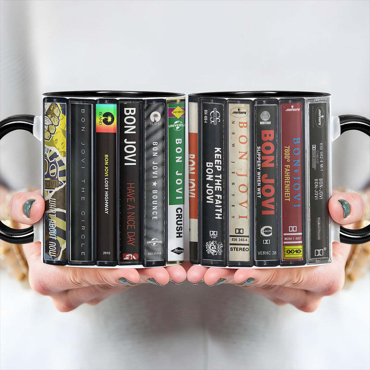 Bon Jovi Albums Cassette Collection Retro Accent Mug