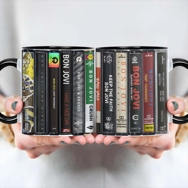 Bon Jovi Albums Cassette Collection Retro Accent Mug