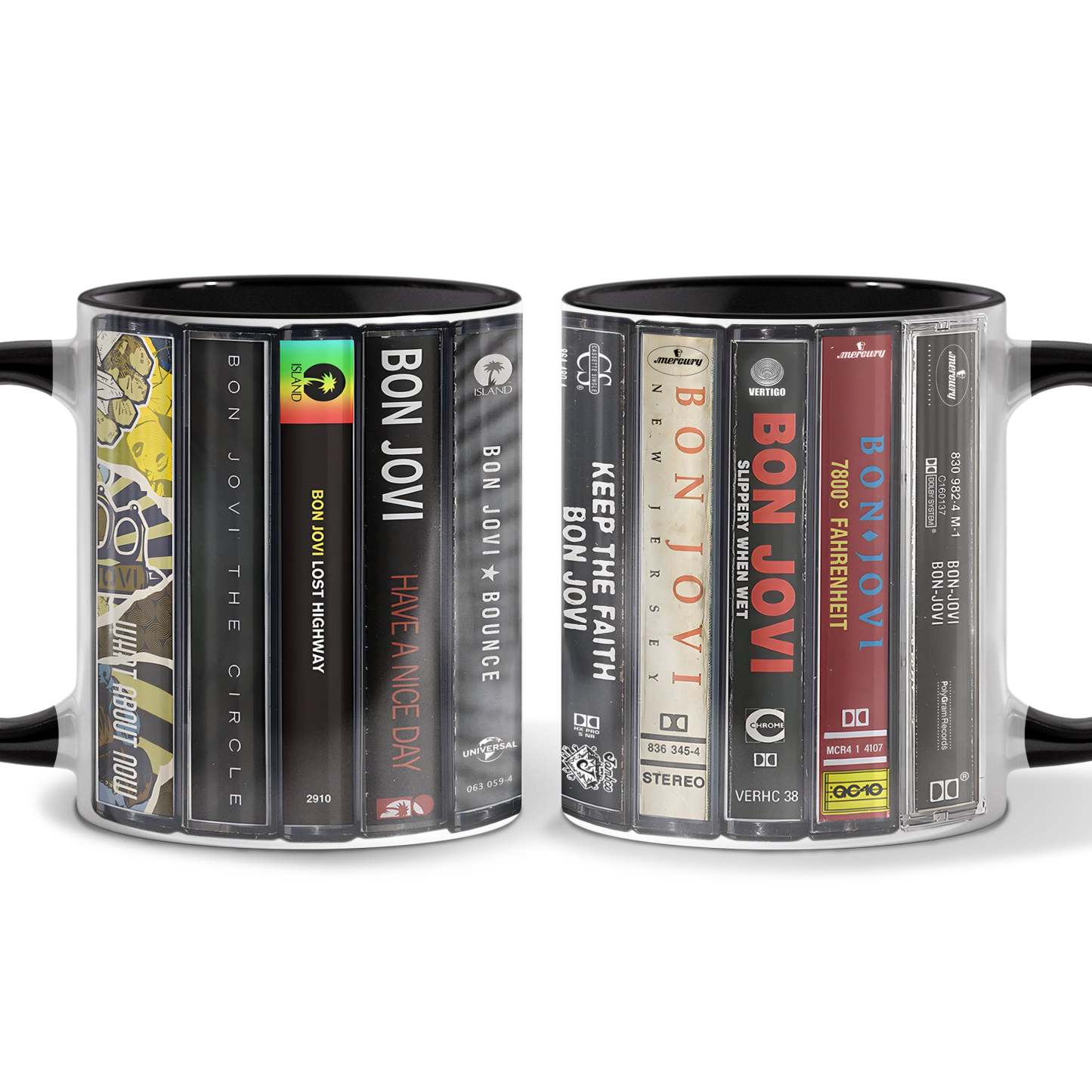 Bon Jovi Albums Cassette Collection Retro Accent Mug
