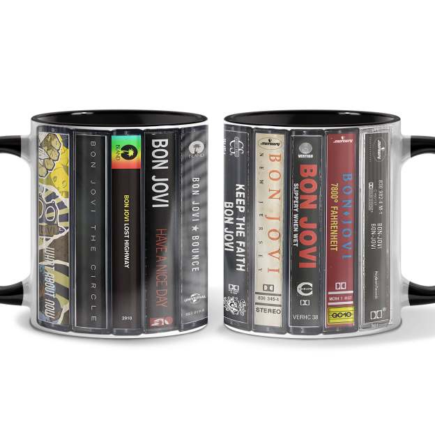 Bon Jovi Albums Cassette Collection Retro Accent Mug