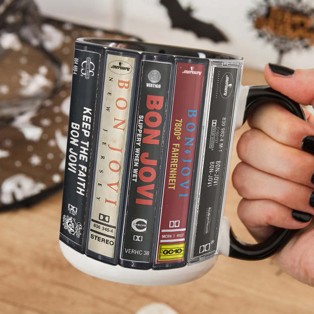 Bon Jovi Albums Cassette Collection Retro Accent Mug