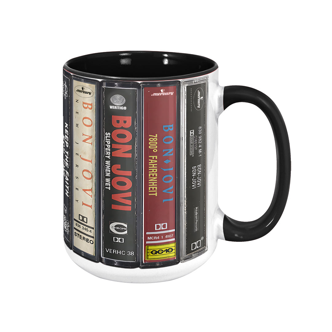 Bon Jovi Albums Cassette Collection Retro Accent Mug