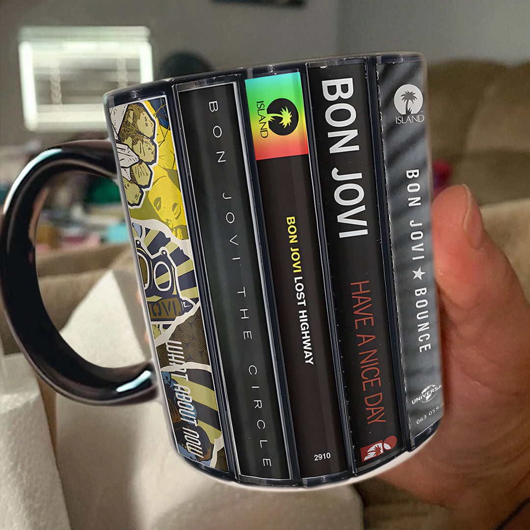 Bon Jovi Albums Cassette Collection Retro Accent Mug