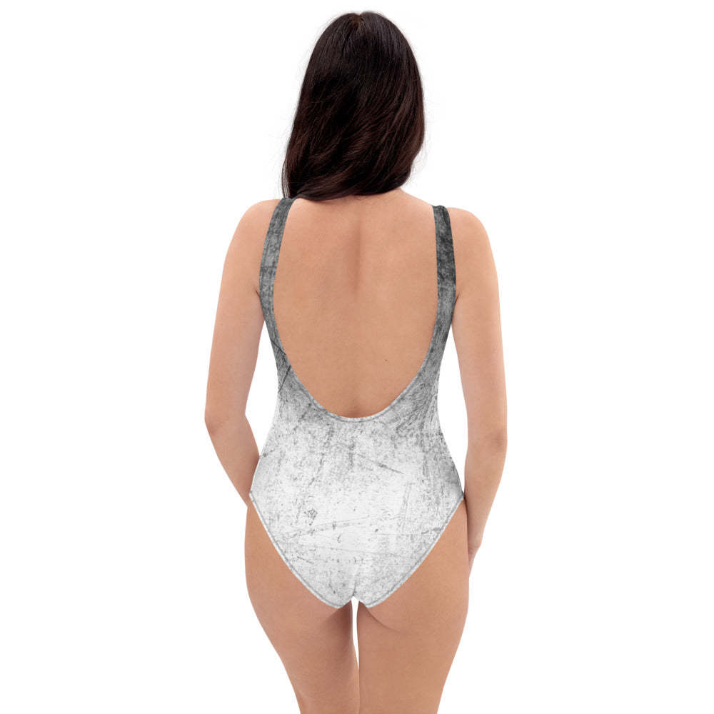 Goth One-Piece Swimsuit For Naughty Goth Girl / Girl With Middle Finger, Horn And Bubble Gum