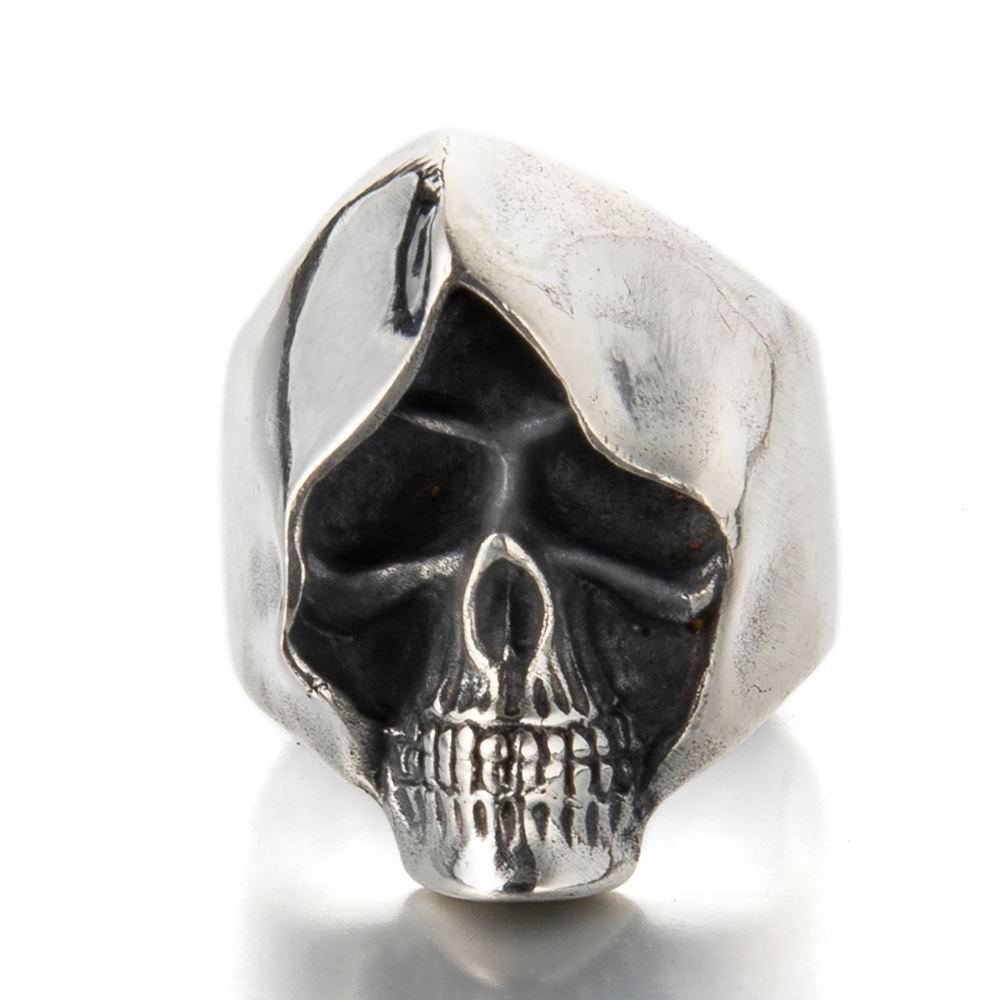 Sterling Silver Gothic Grim Reaper Hood Skull Ring