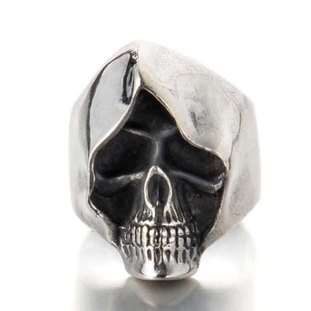 Sterling Silver Gothic Grim Reaper Hood Skull Ring