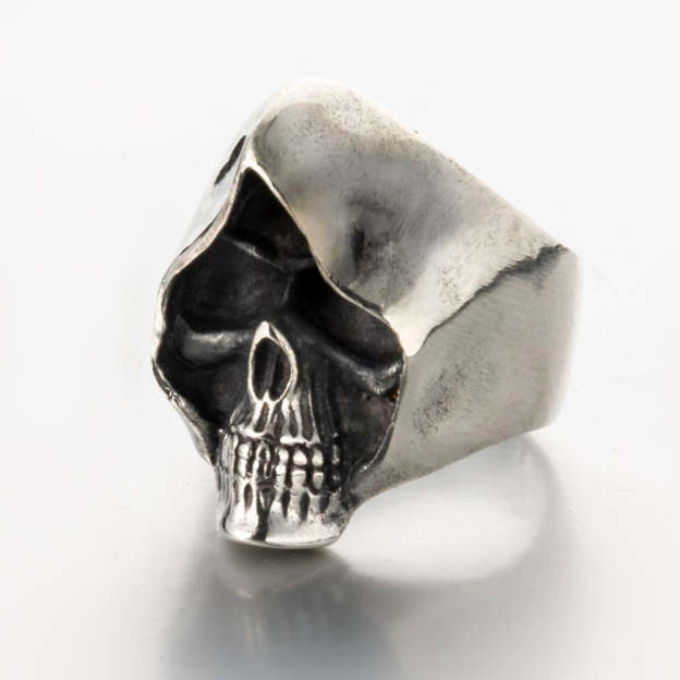 Sterling Silver Gothic Grim Reaper Hood Skull Ring
