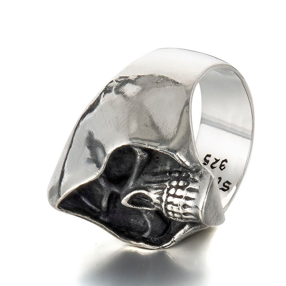 Sterling Silver Gothic Grim Reaper Hood Skull Ring