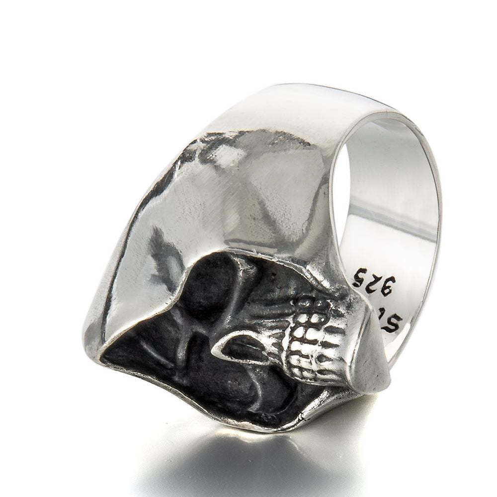 Sterling Silver Gothic Grim Reaper Hood Skull Ring