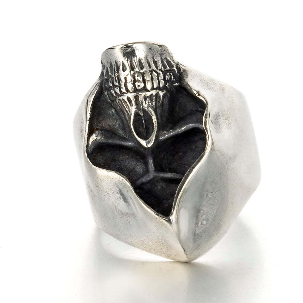 Sterling Silver Gothic Grim Reaper Hood Skull Ring