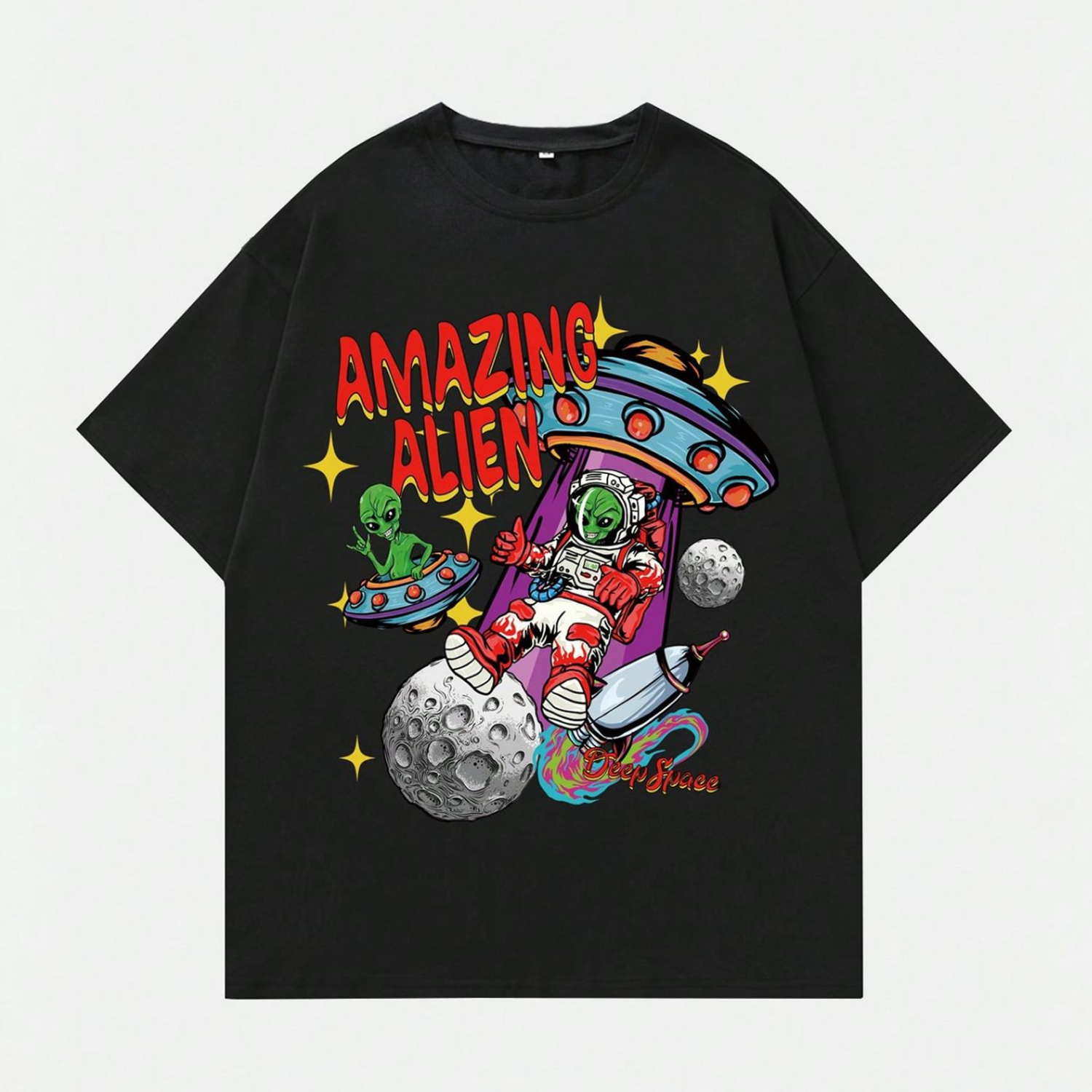 Guys Cartoon & Slogan cotton T-shirt