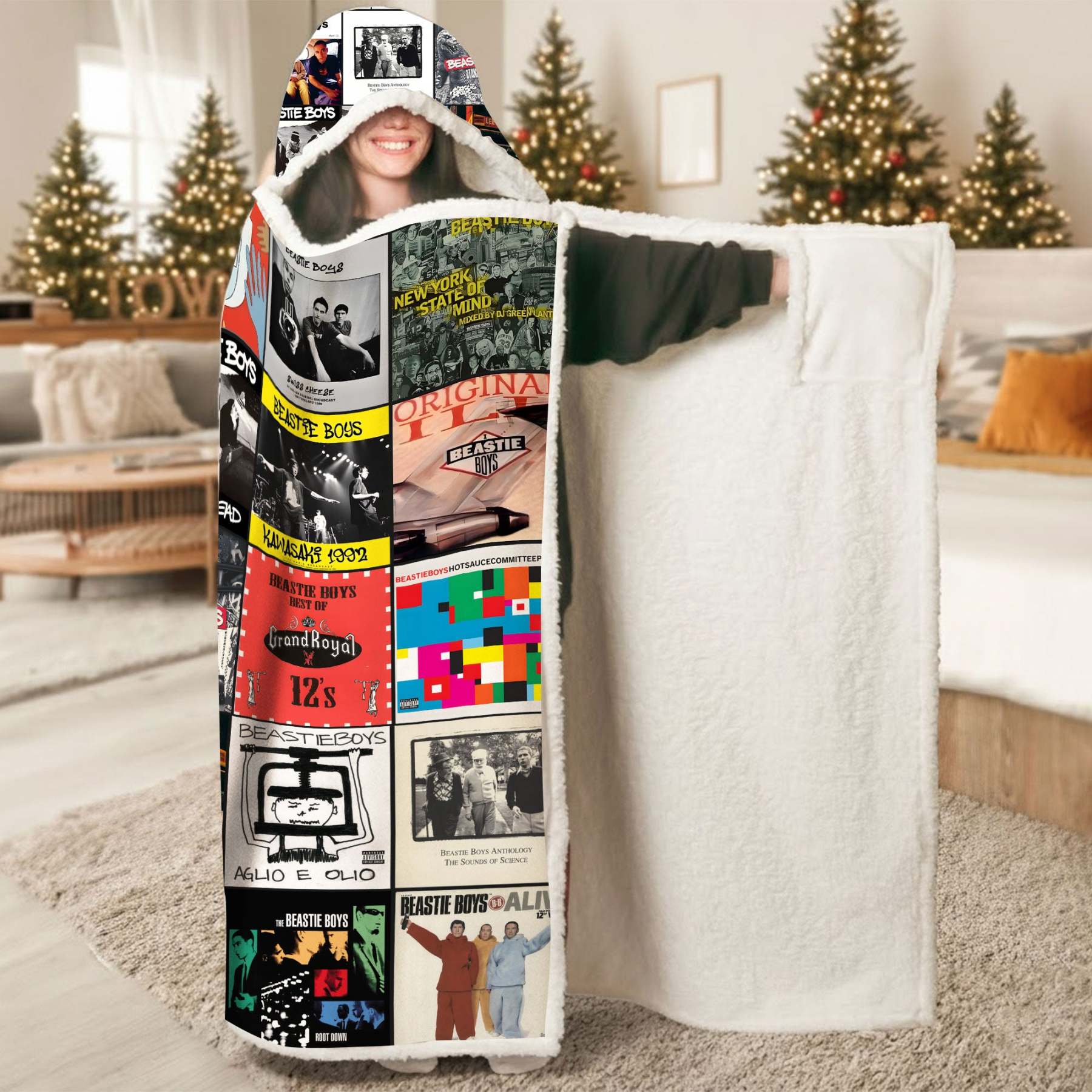 Beastie Boys Wearable Hooded Blanket – Iconic Album Cover Cozy Music Quilt