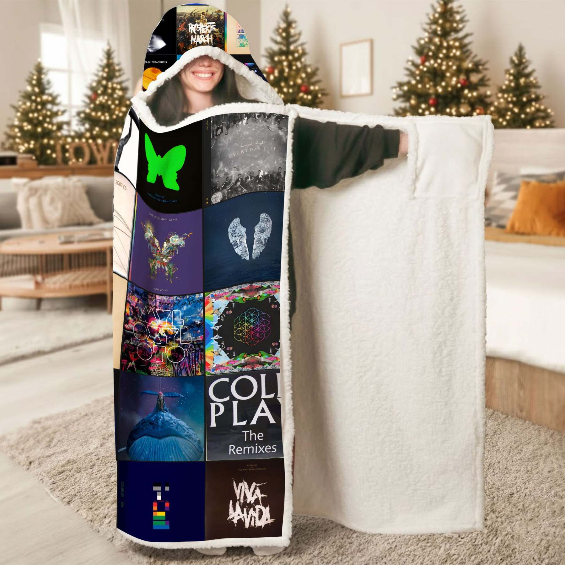 Coldplay Wearable Hooded Blanket – A Cozy Burst of Color, Emotion & Mo