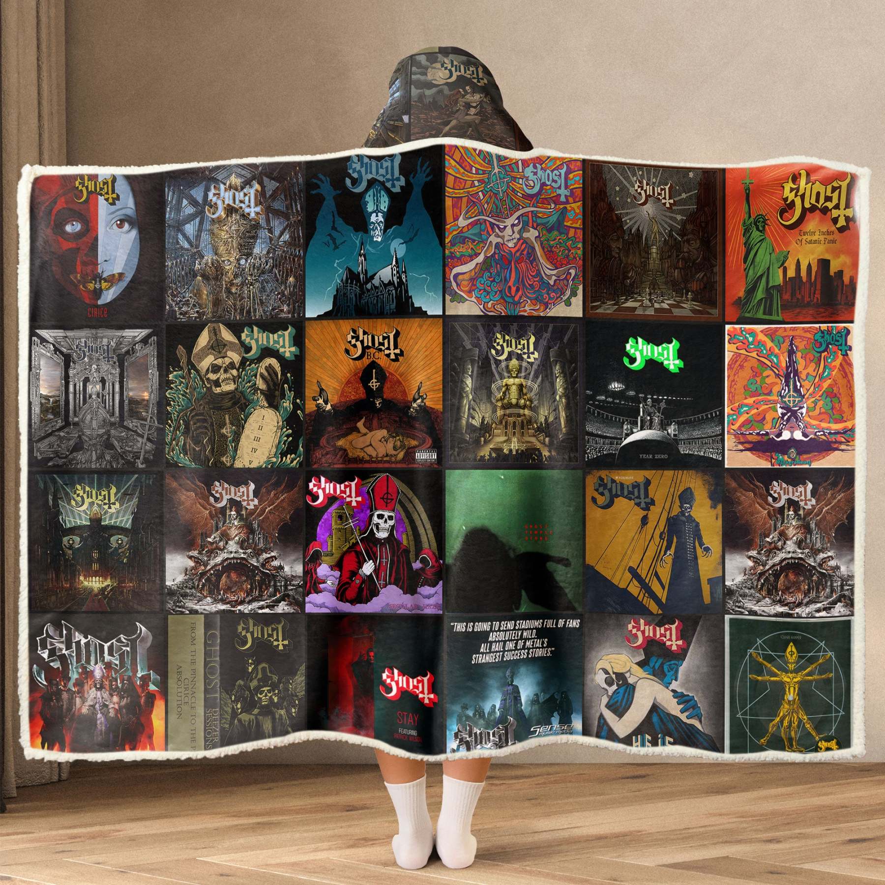 Ghost Wearable Hooded Blanket – A Cozy Wrap of Dark, Theatrical Metal 