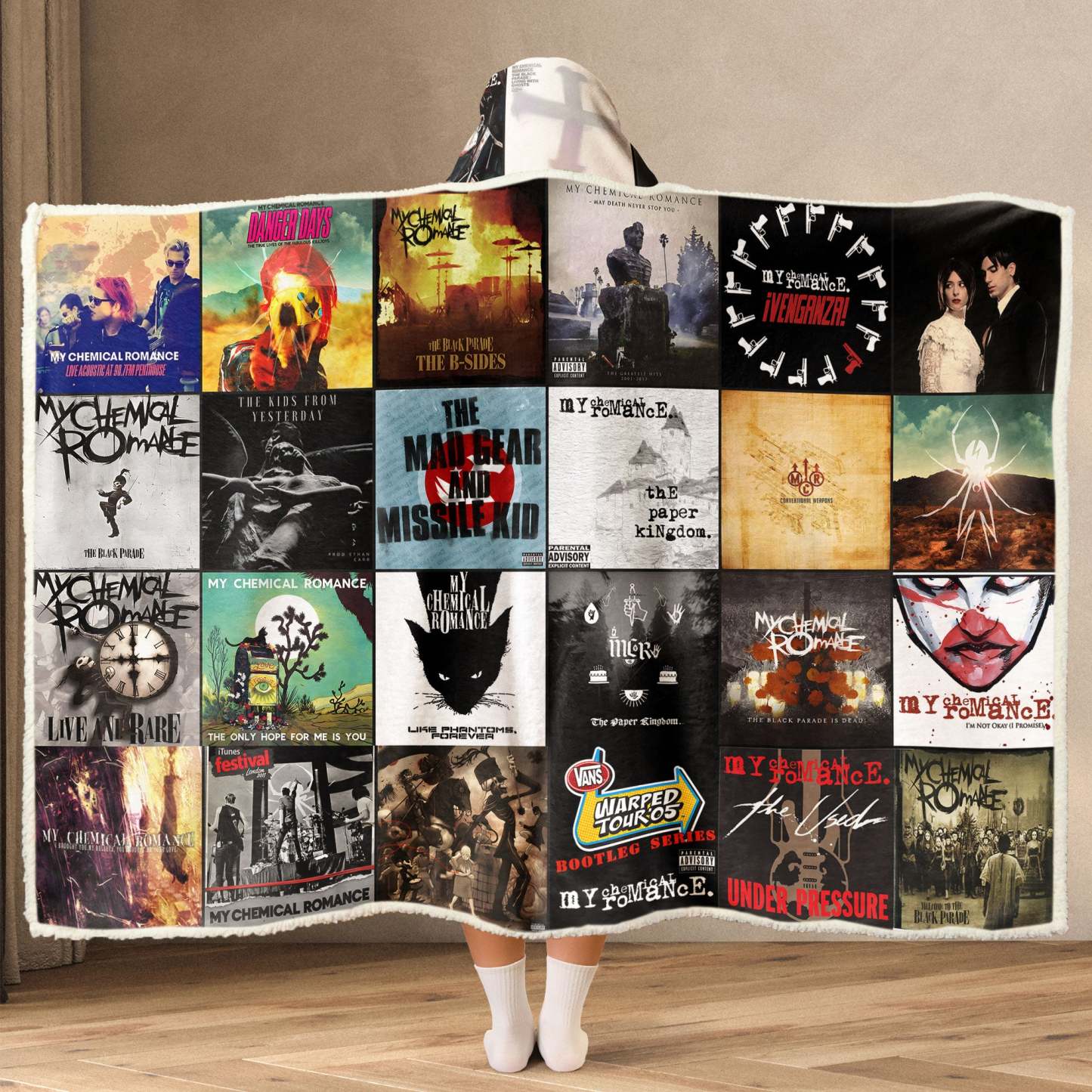 My Chemical Romance Wearable Hooded Blanket – Emo Nostalgia You Can Wrap Yourself In