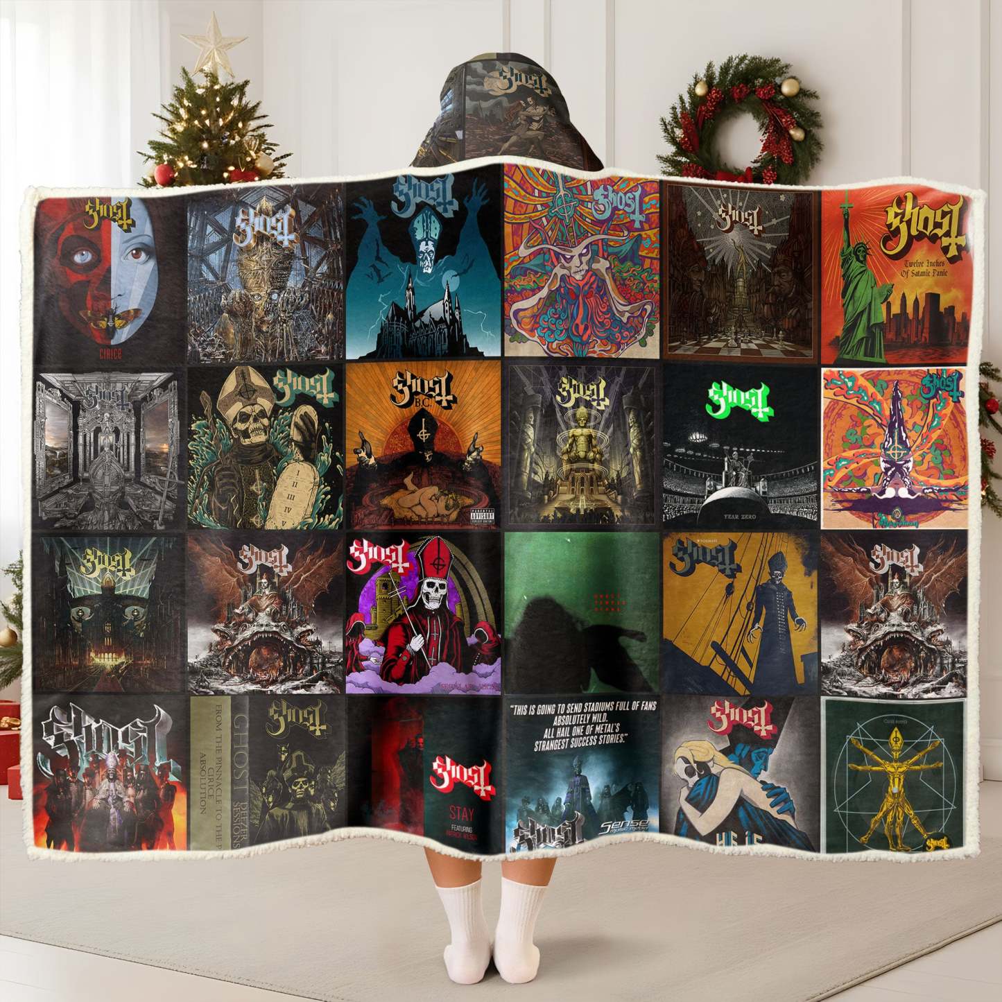 Ghost Wearable Hooded Blanket – A Cozy Wrap of Dark, Theatrical Metal Nostalgia