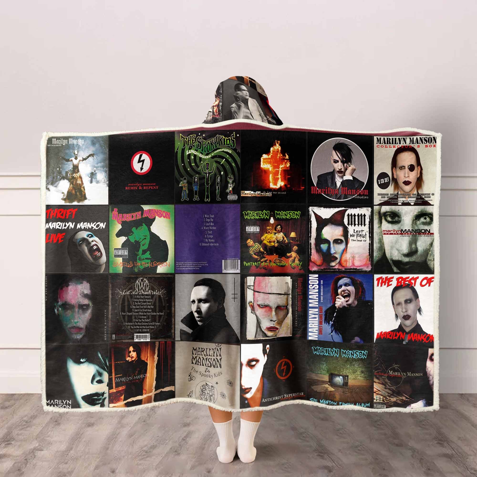 Marilyn Manson Wearable Hooded Blanket – The Shock Rock Album Collection
