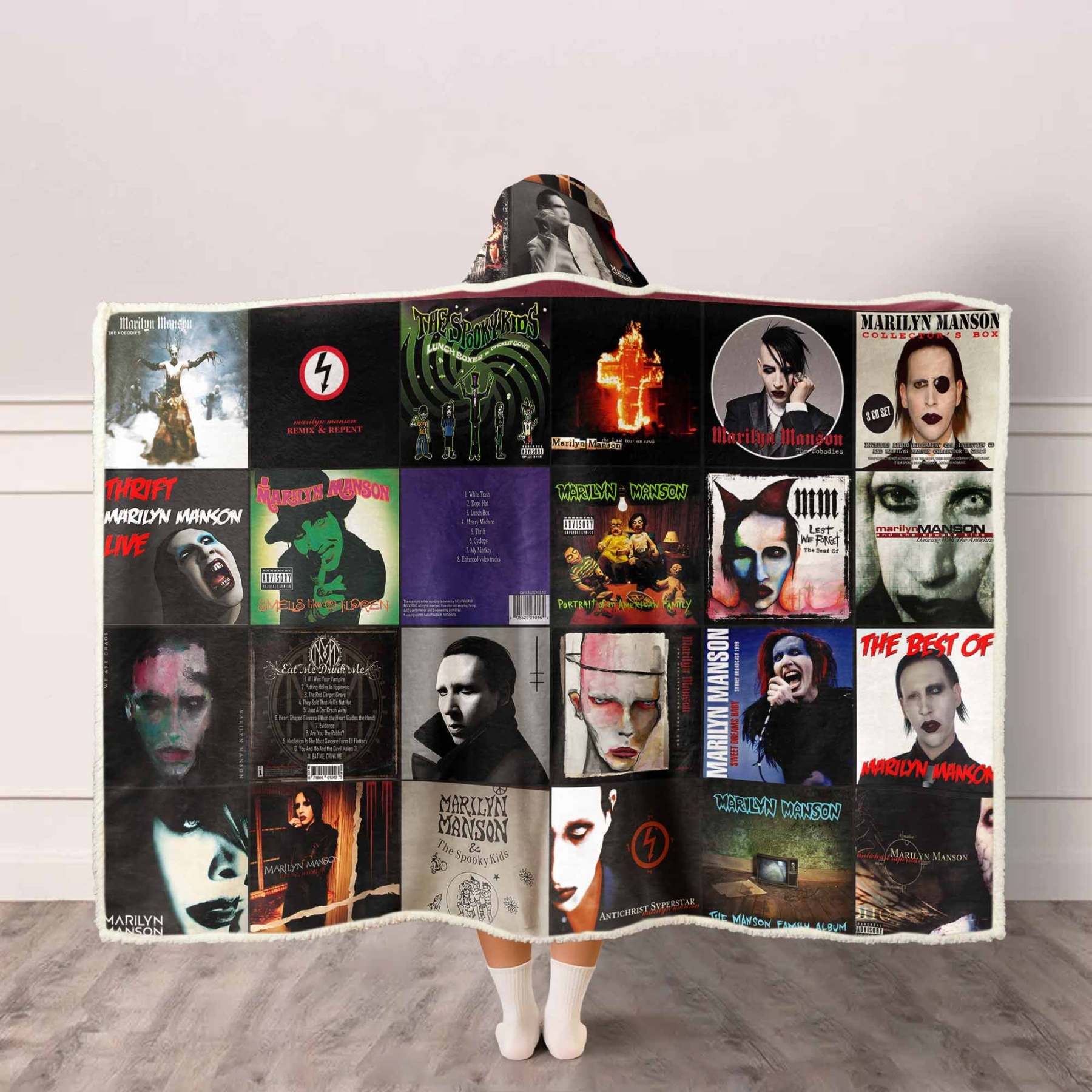 Marilyn Manson Wearable Hooded Blanket – The Shock Rock Album Collection