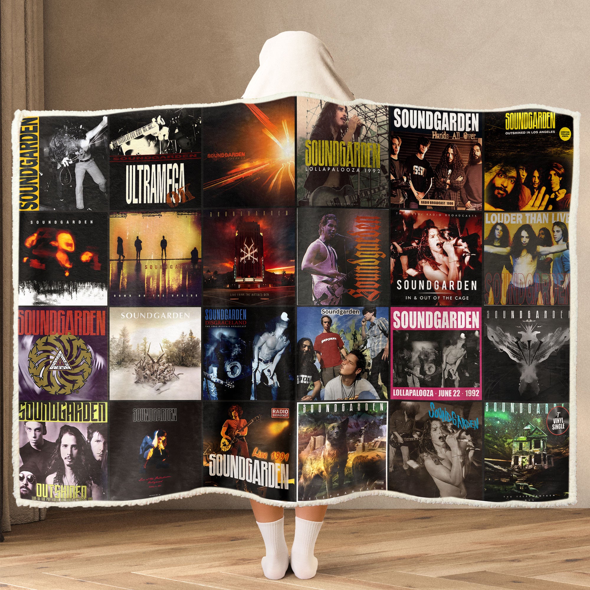 Soundgarden Albums Wearable Hooded Blanket – Grunge Legends & Seattle Vibes
