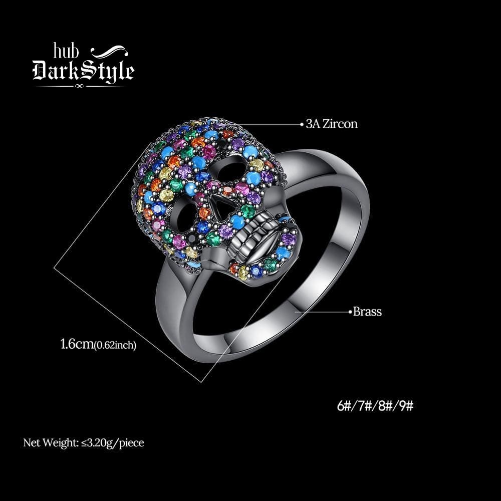 Calavera Crystal Skull Ring