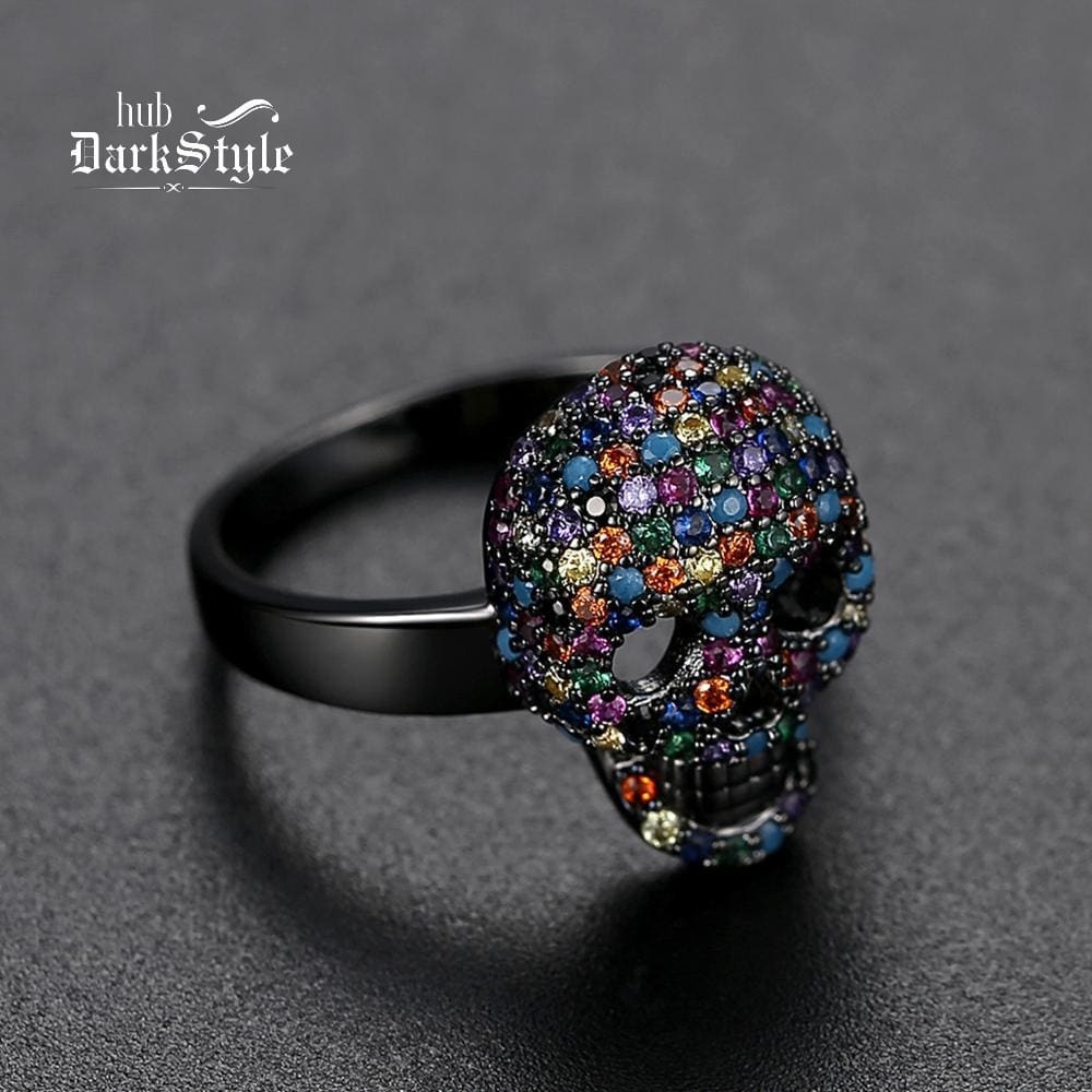 Calavera Crystal Skull Ring