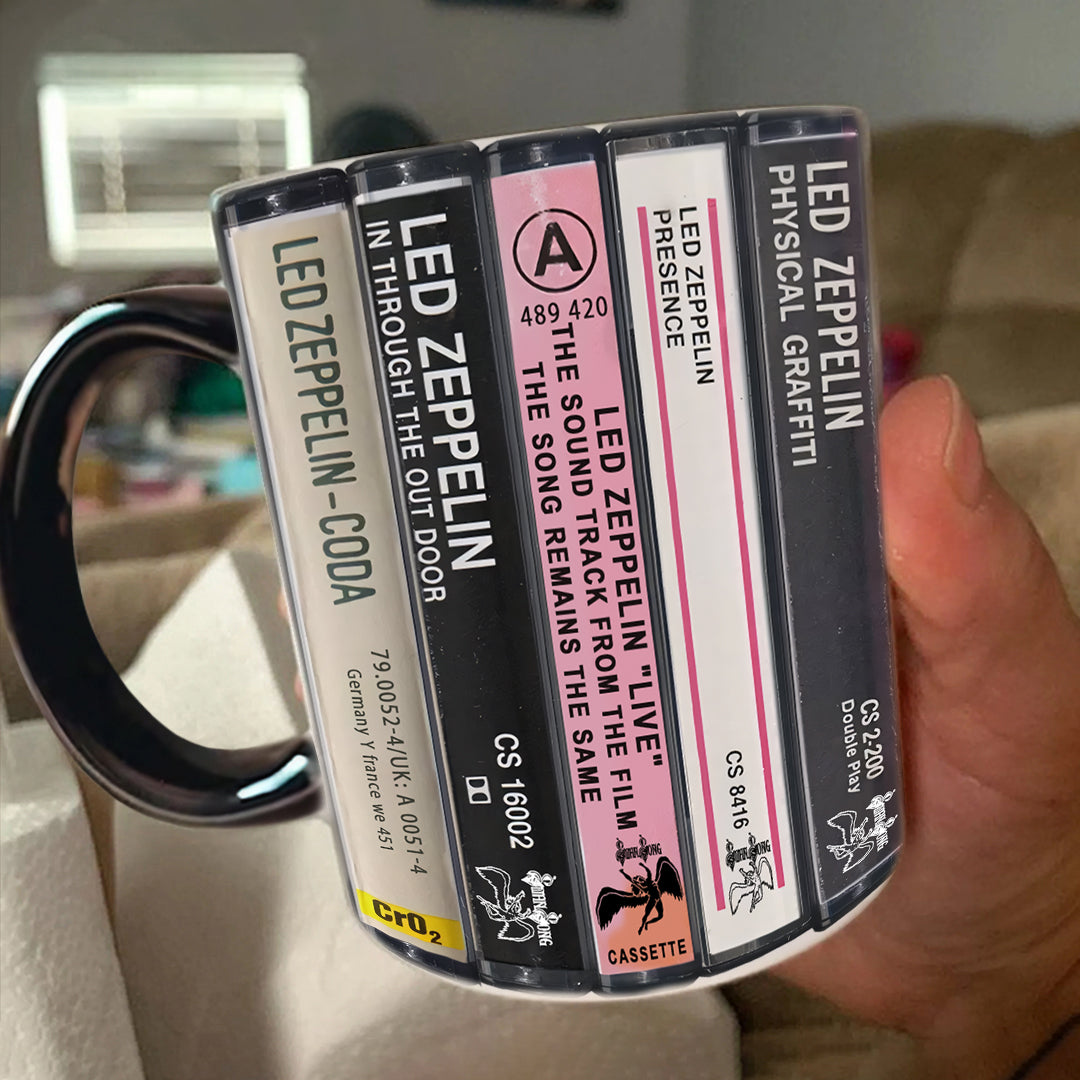 Led Zeppelin Albums Cassette Collection Retro Accent Mug