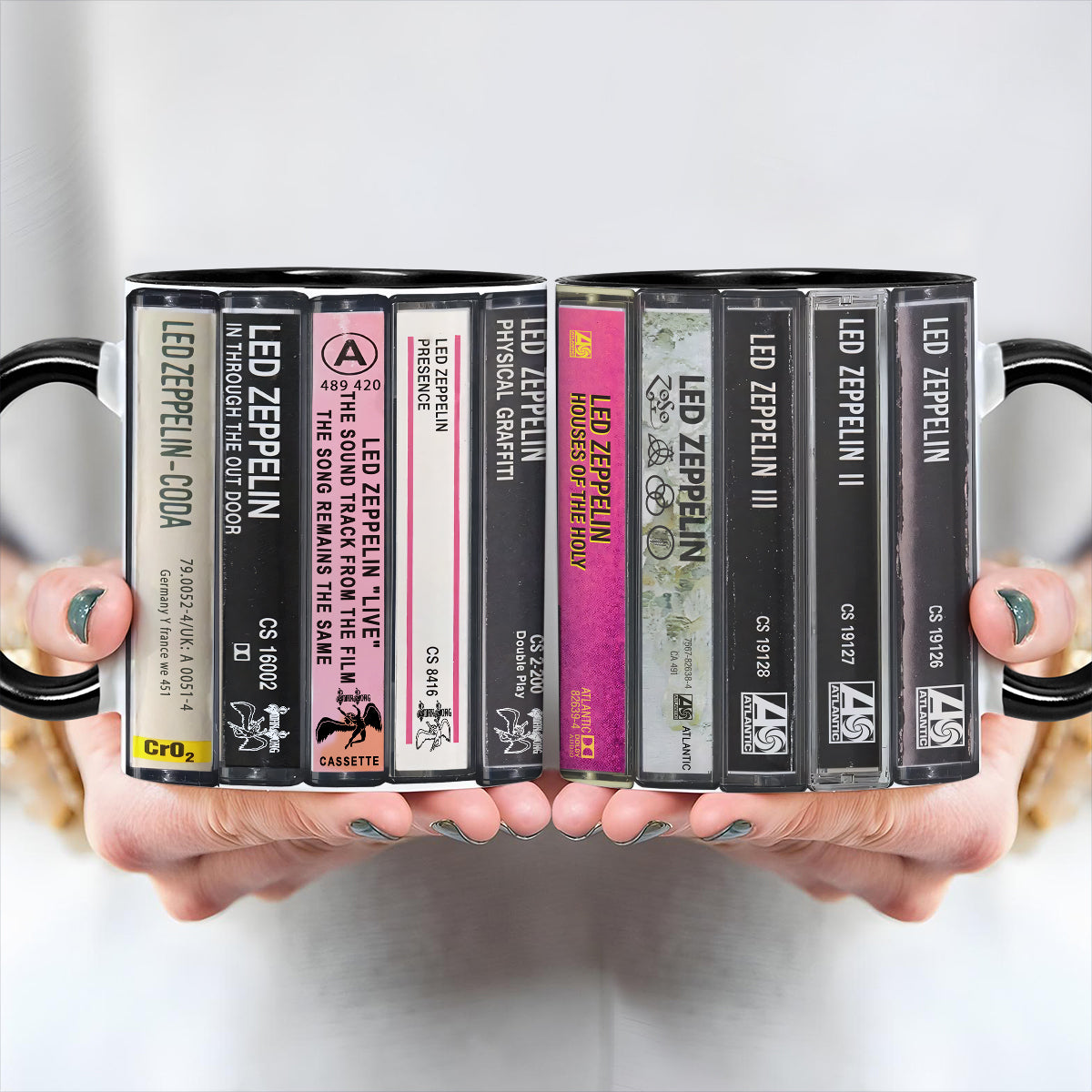 Led Zeppelin Albums Cassette Collection Retro Accent Mug