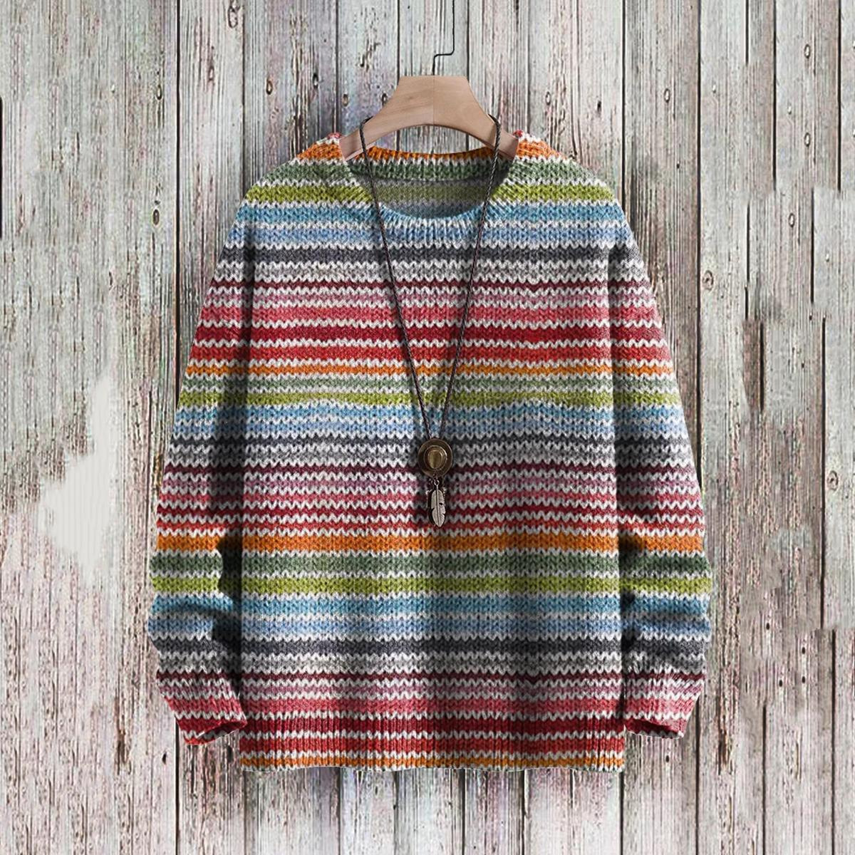 Simple Stripes Printed Long-Sleeved Sweater