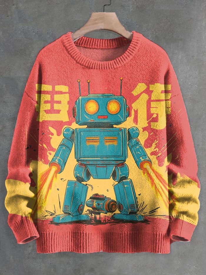 Blue Robot Printed Sweaters