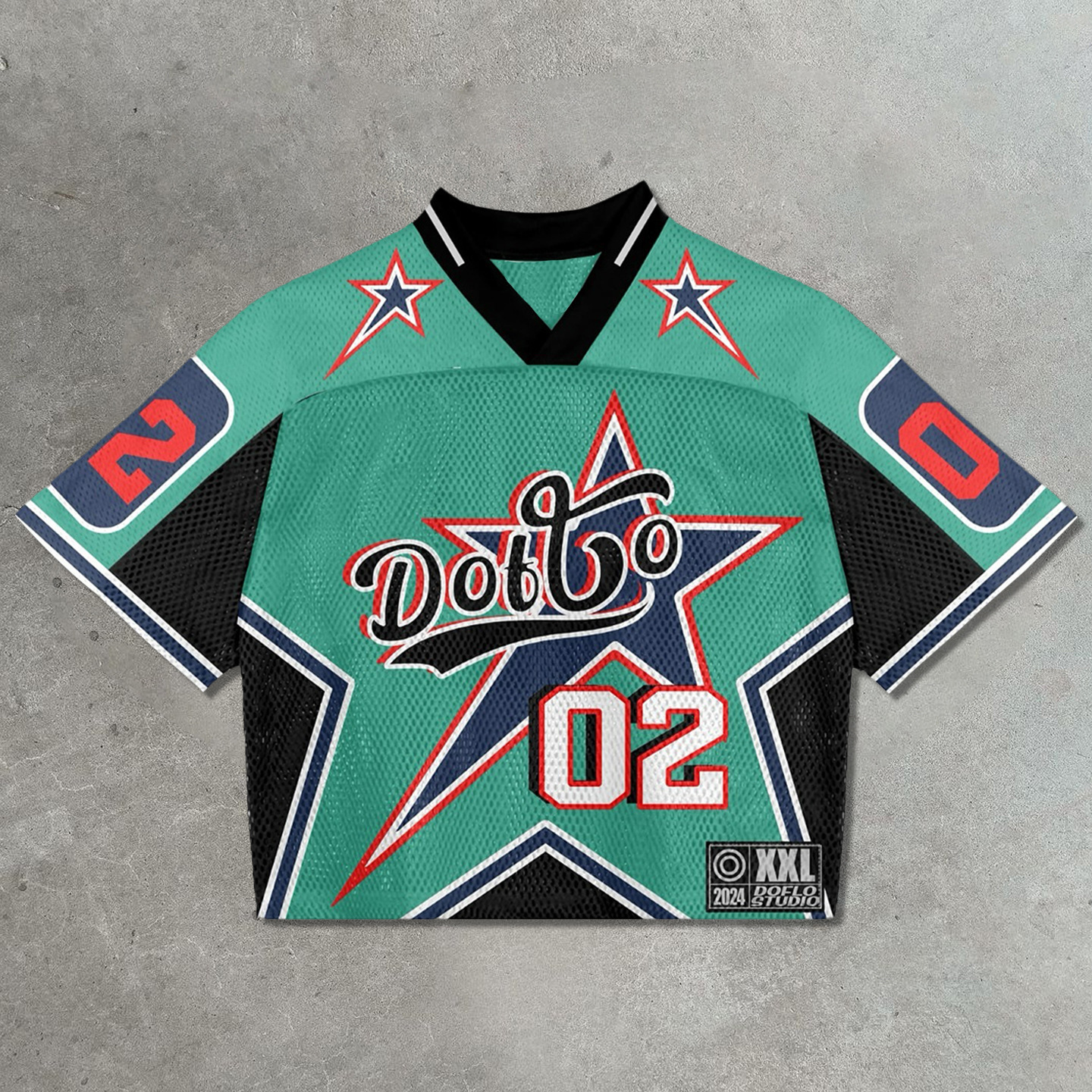 Five-pointed star green hollow No. 02 jersey