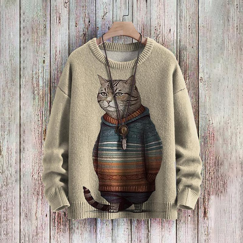 Cat Tree Printed Long-Sleeved Sweater