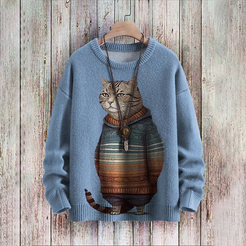 Cat Tree Printed Long-Sleeved Sweater