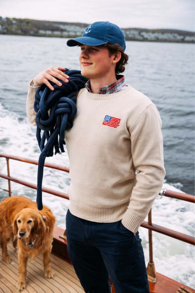 Old Glory Embroidered Sweater - Men's