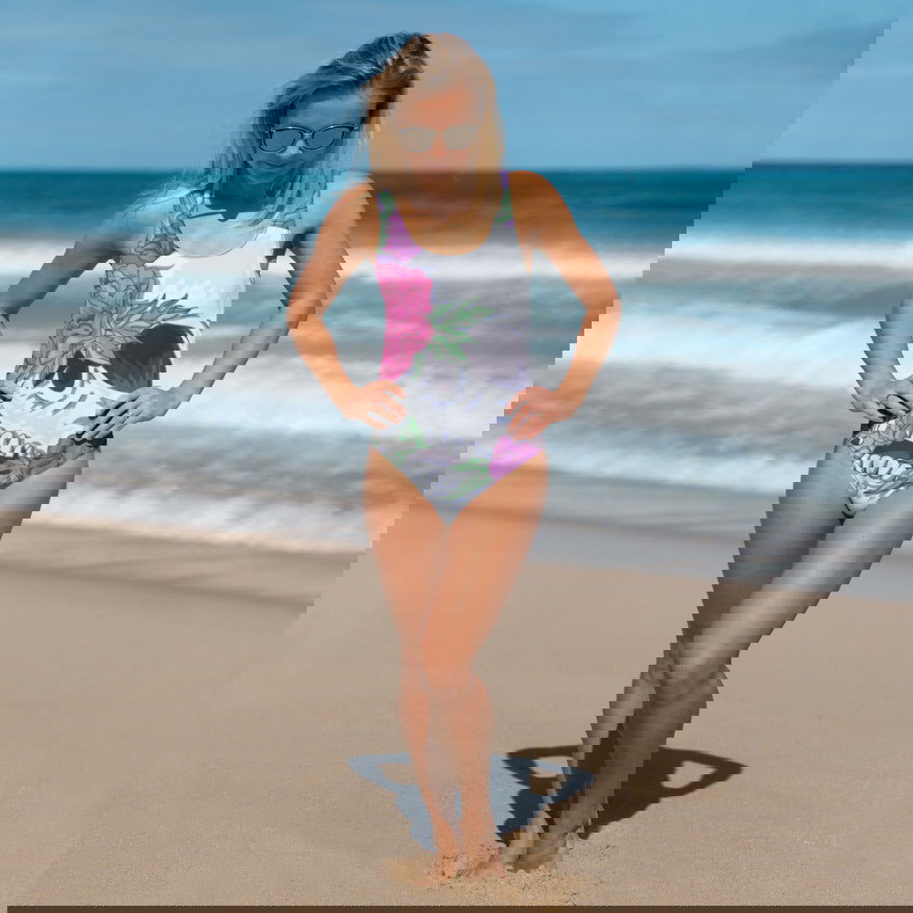 Pastel Soft Goth Outfit / Soft Goth One Piece Swimsuit / Skull Swimsuit