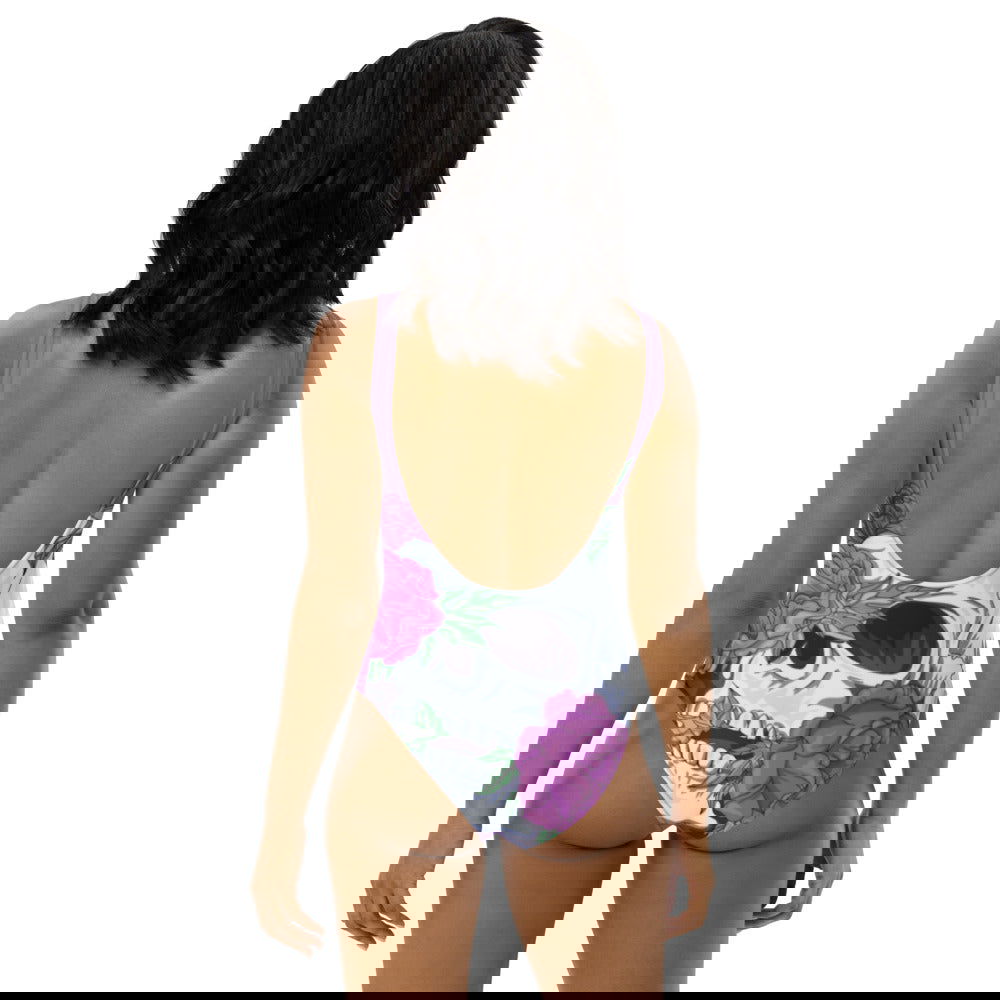 Pastel Soft Goth Outfit / Soft Goth One Piece Swimsuit / Skull Swimsuit