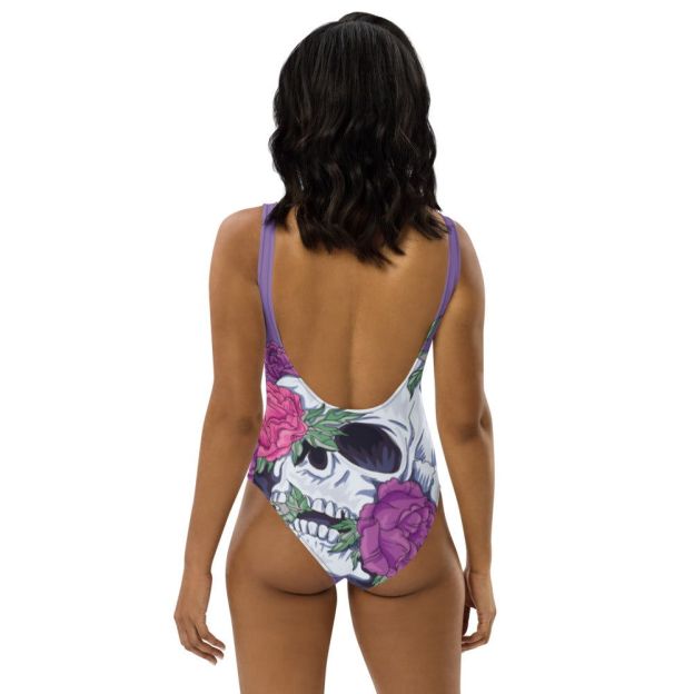 Pastel Soft Goth Outfit / Soft Goth One Piece Swimsuit / Skull Swimsuit
