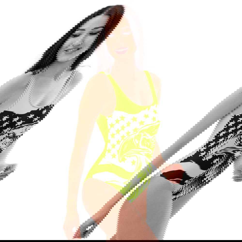 Plus Size Swimwear And Extra Small Swimsuit / Green Swimsuit With American Flag And Eagle Print