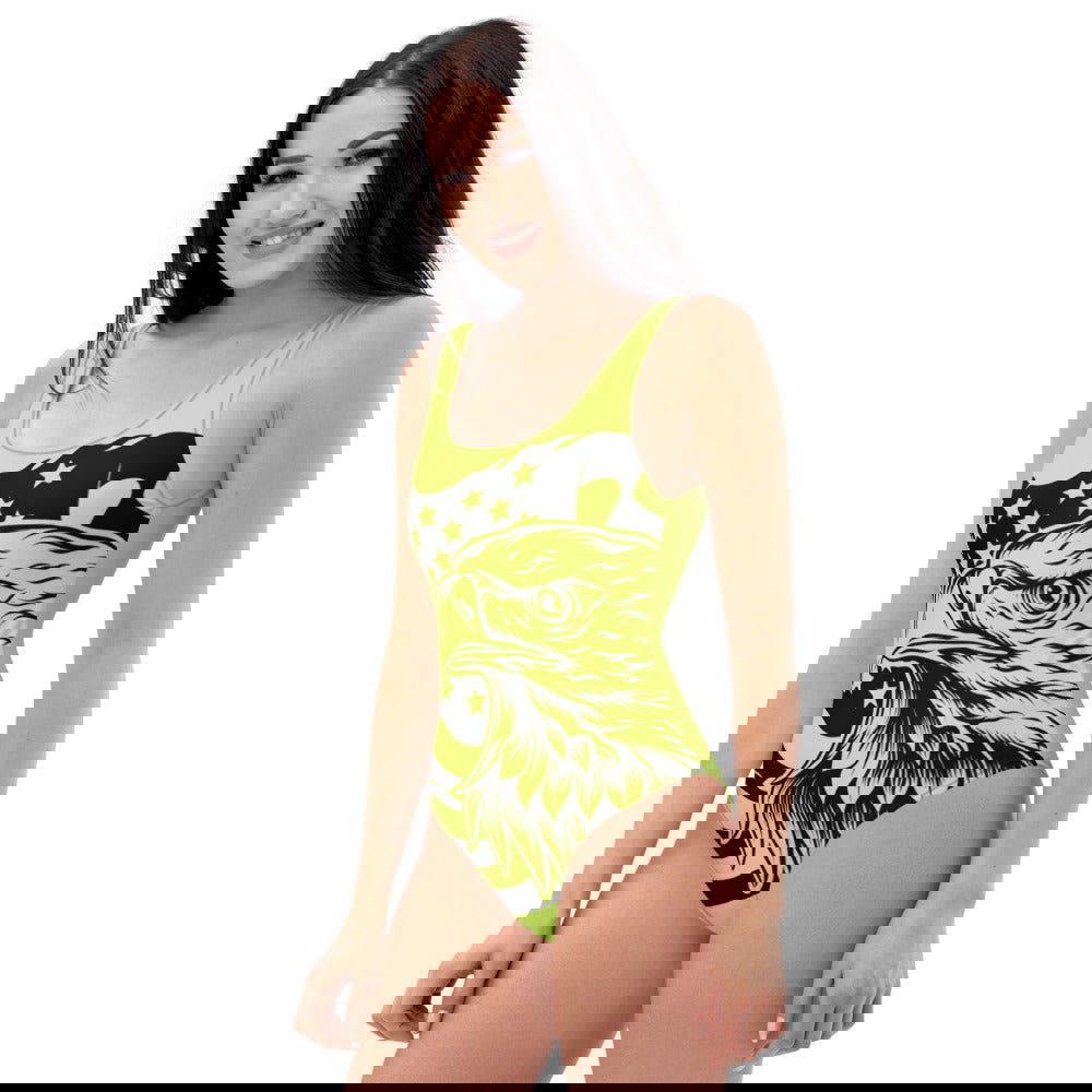 Plus Size Swimwear And Extra Small Swimsuit / Green Swimsuit With American Flag And Eagle Print