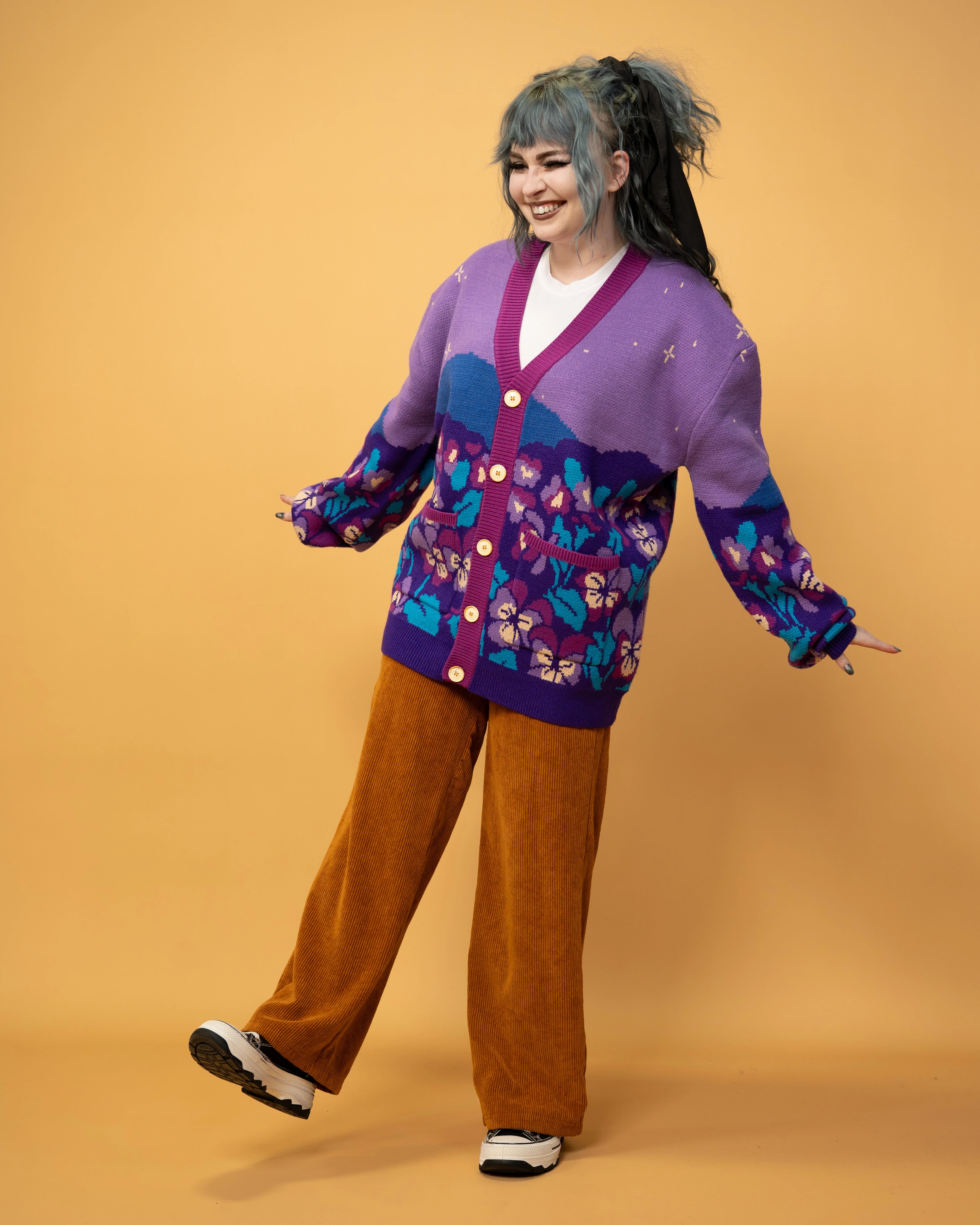 Violet Flower Cardigan