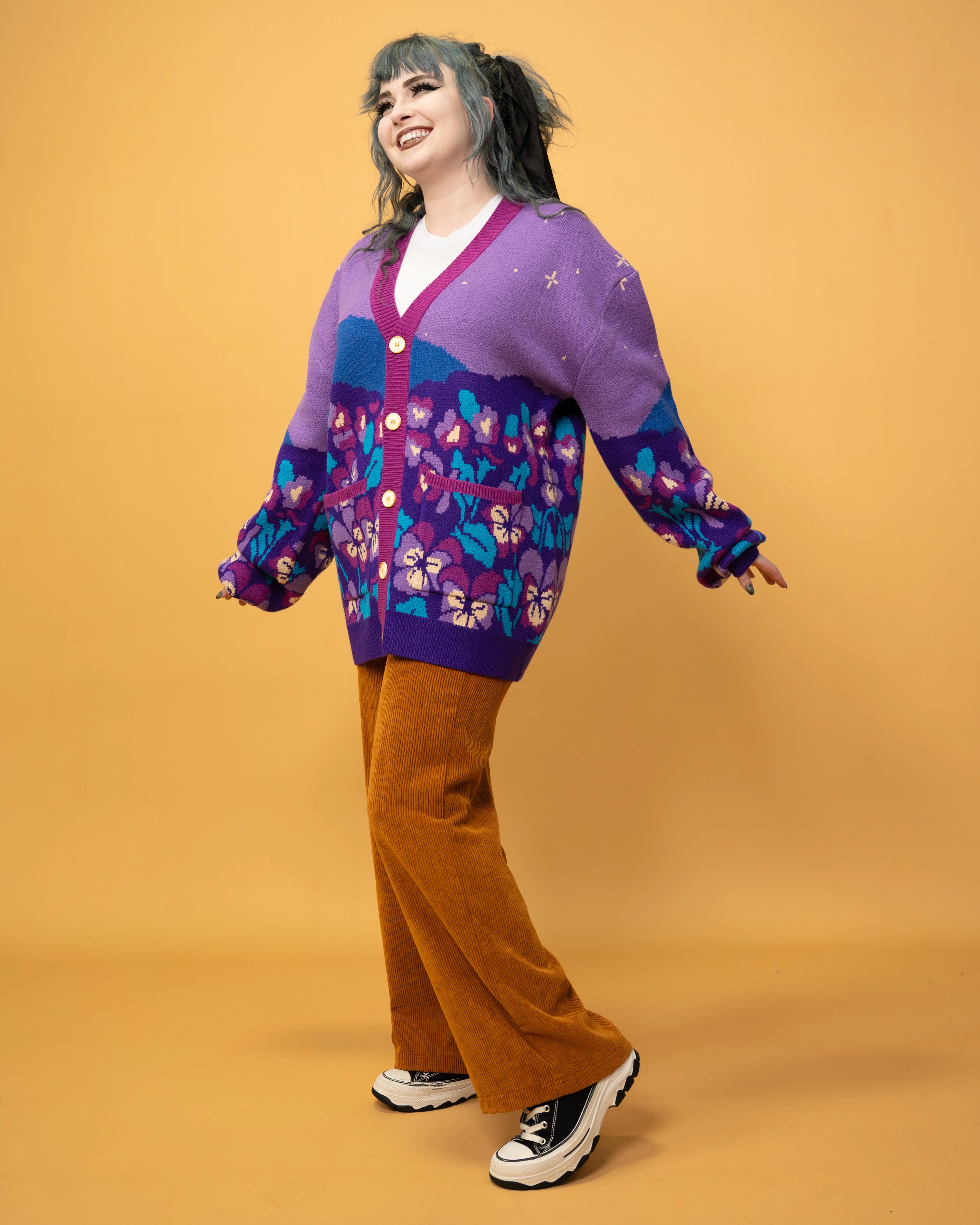 Violet Flower Cardigan