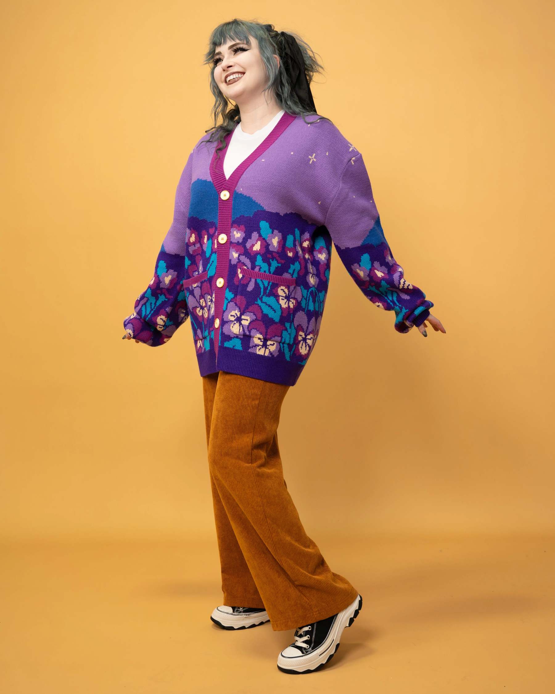 Violet Flower Cardigan