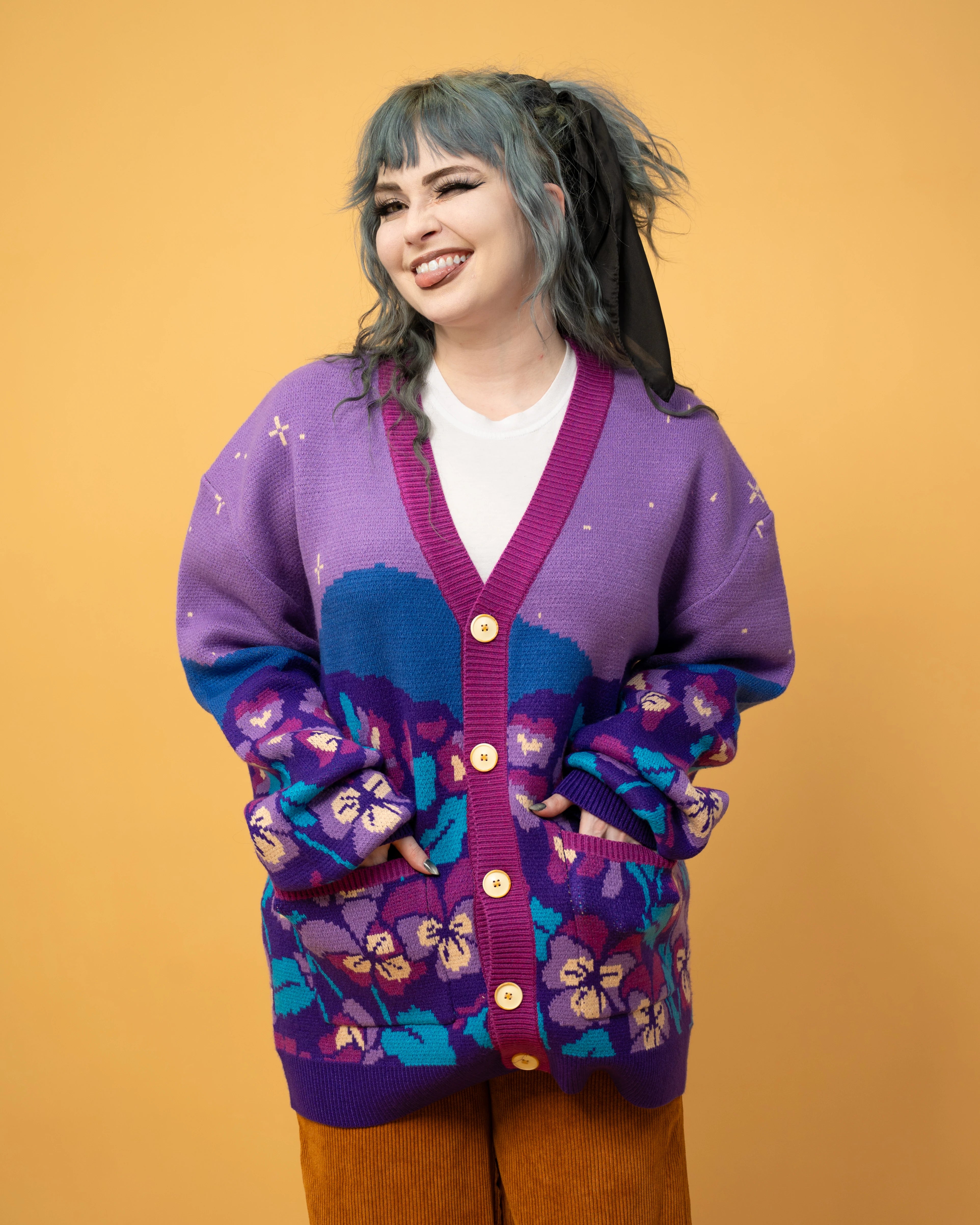 Violet Flower Cardigan