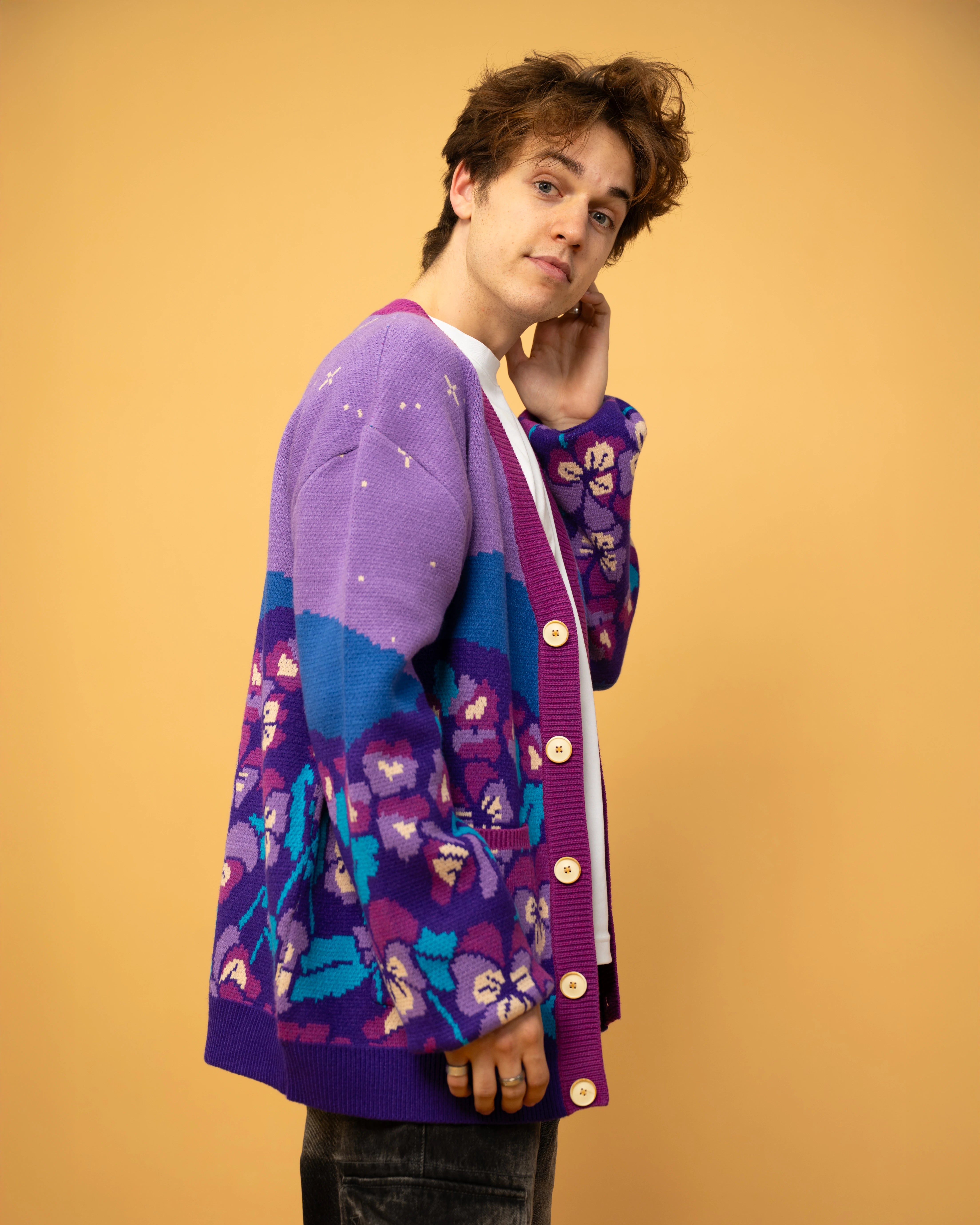 Violet Flower Cardigan