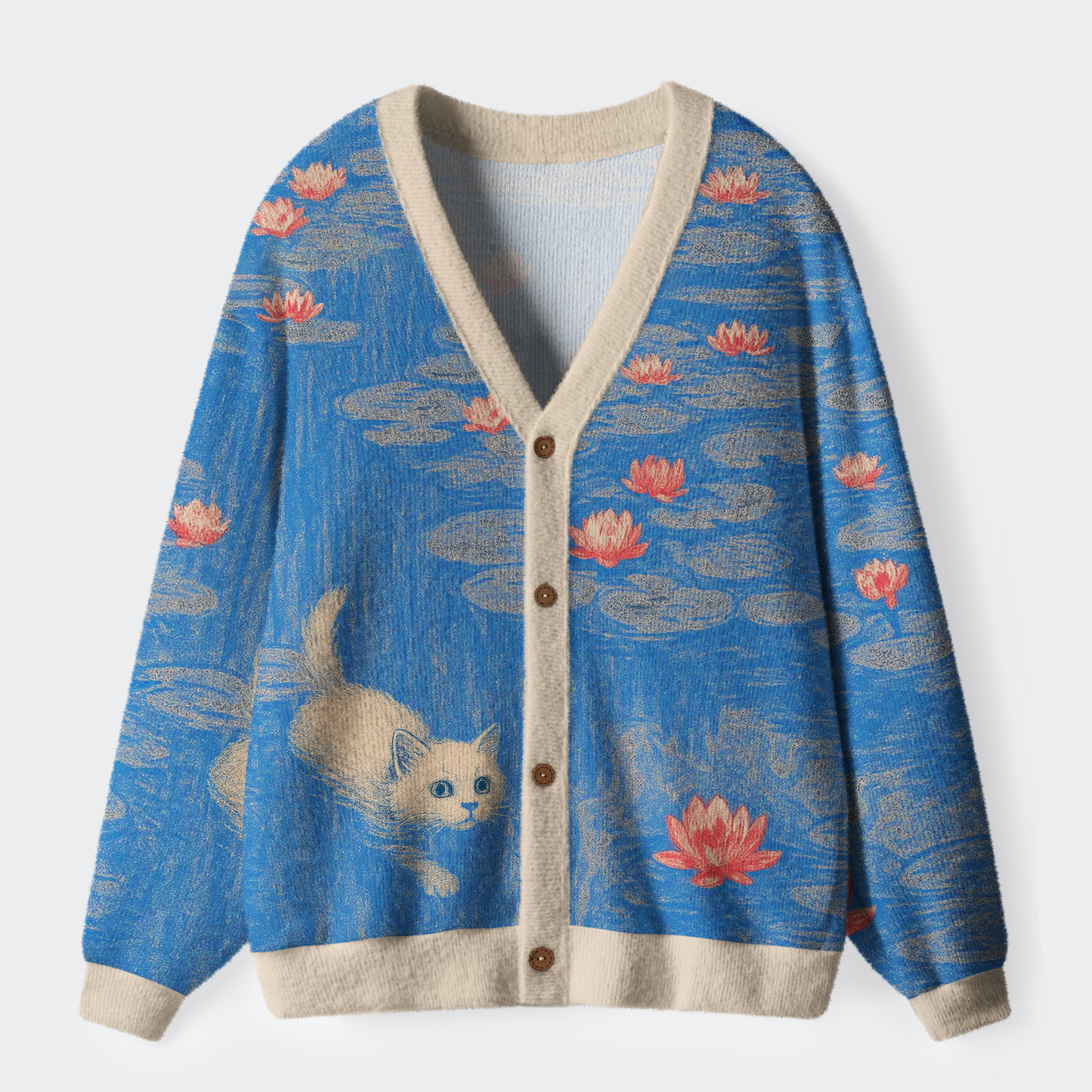 Tokyo-Tiger Monet’s Water Garden Ugly Cardigan Sweater
