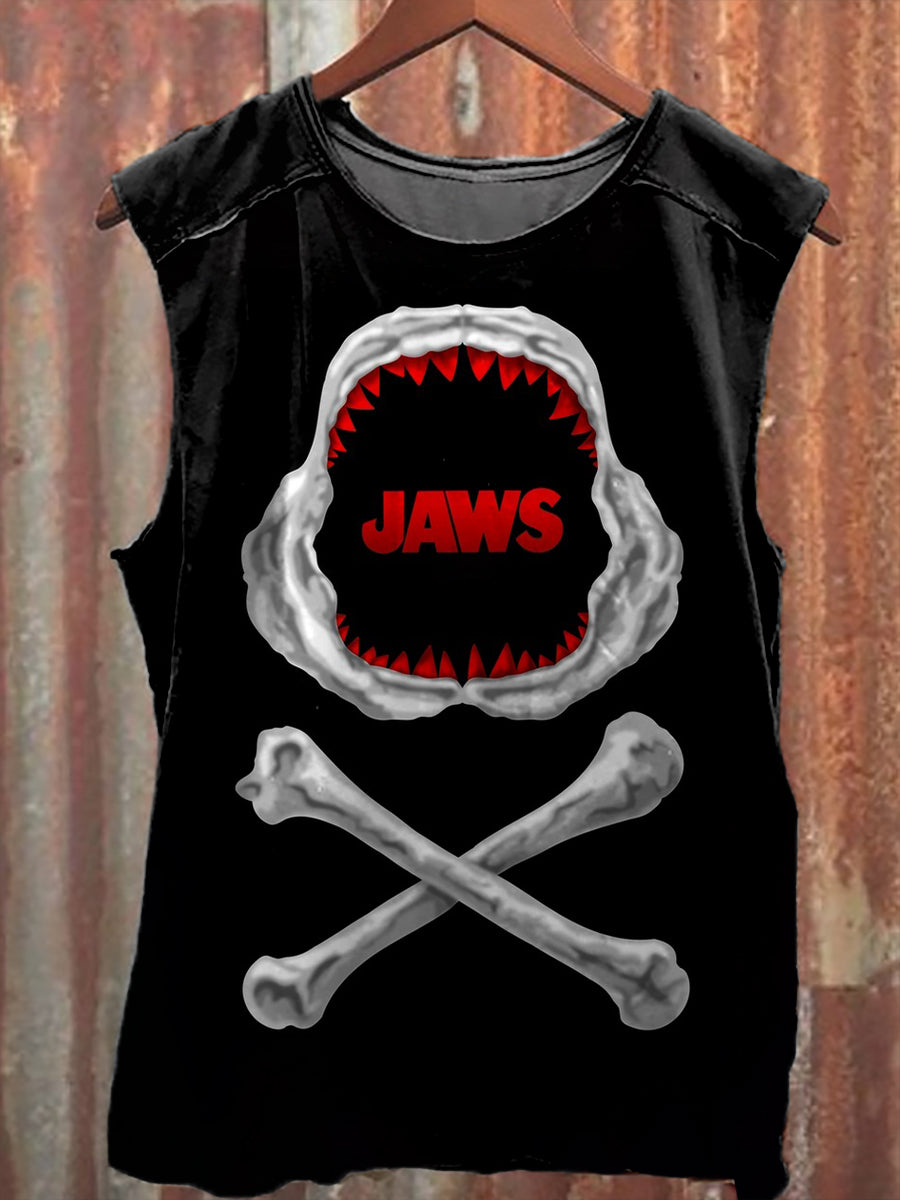 Jaws Quint's Shark Print Unisex Casual Tank Top