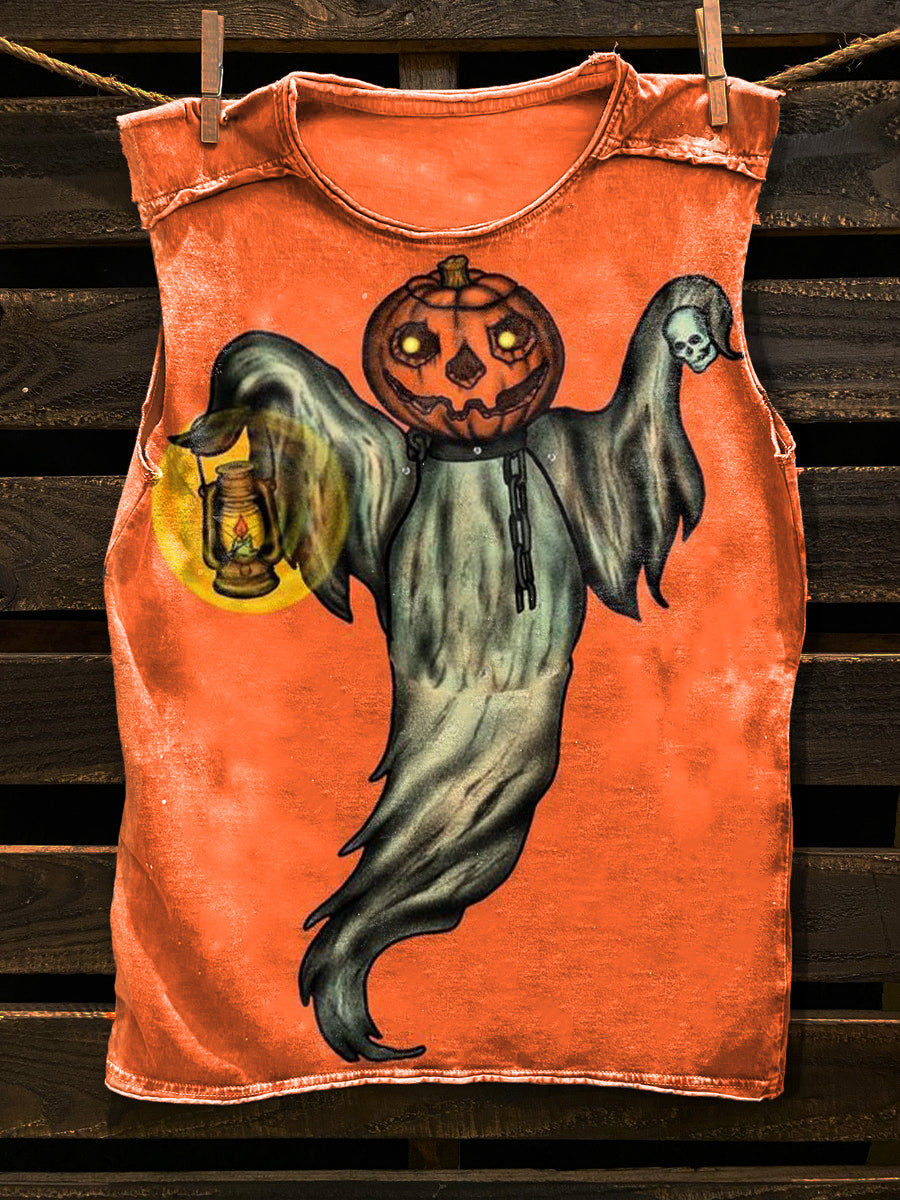 Halloween Pumpkin Vintage Art Print Unisex Classic Tank Top