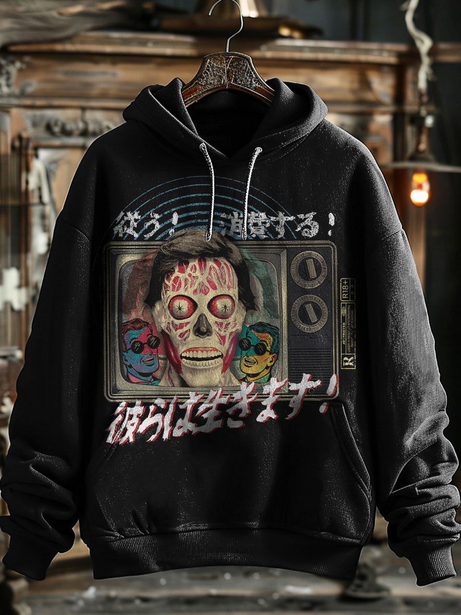 THEY LIVE! Brainwashed Horror Print Unisex Casual Hoodie Sweatshirt