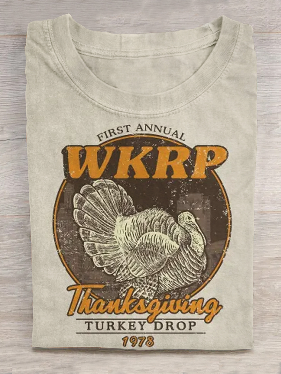 Unisex Vintage Wkrp Turkey Drop Print Classic T-shirt